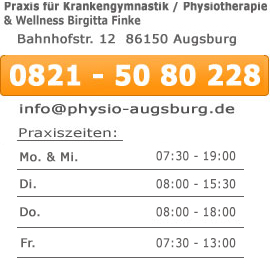 öffnungszeiten physiotherapie / Krankengymnastik